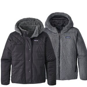 Patagonia Girls Reversible Dream Song Snow Jacket - Warm Black Puffer / Fleece